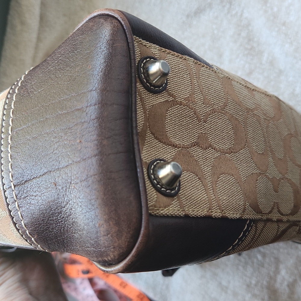 Coach Signature Hampton Canvas & Leather Shoulder Bag - Picture 12 of 16